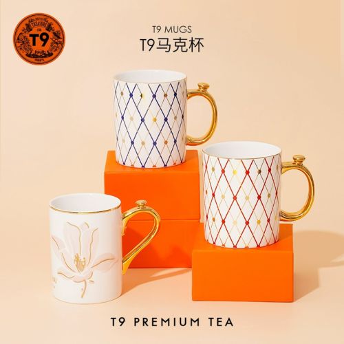 T9 描金艺术马克杯 白玉兰几何描金