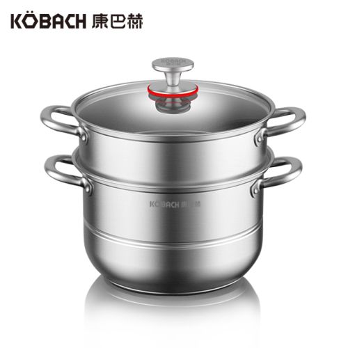 康巴赫（KBH） 双层蒸锅 立体循环加热 可视锅盖 26cm  KBH26TB1 【14050271】（单位：个） 不锈钢色