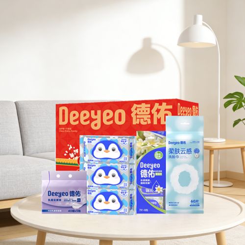 德佑春风如意四件套JXLD051106（纸巾+湿巾+湿厕纸+洗脸巾组合）