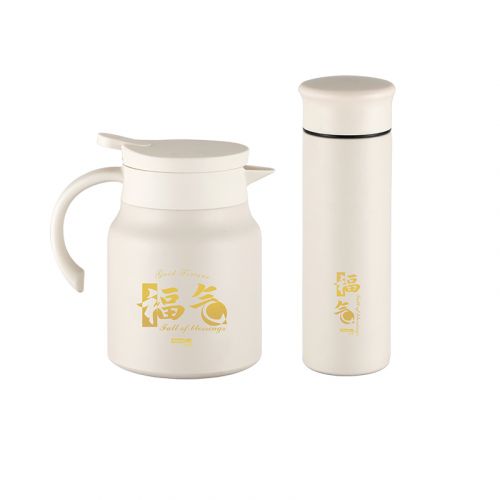 易铂YisPot福气保温杯壶两件套YP-6538 焖茶壶 (带茶漏)1000ml+500ml 保温杯